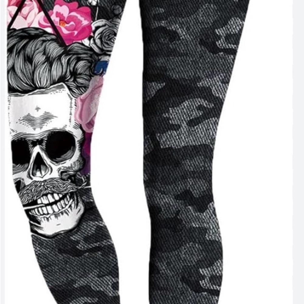 Skull roses Camouflage Leggings